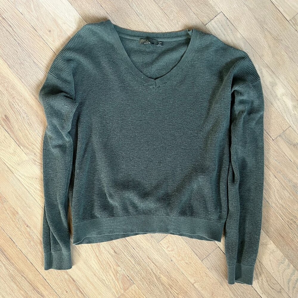 Like New Prana Womens Sweater Cardigan Waffle Knit SZ L